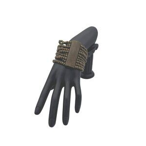 Wooden Beaded Multi-Strand Stretch Bracelet in Brown